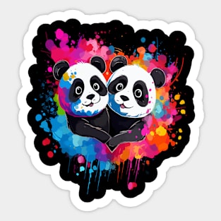 Panda Couple Valentine Sticker